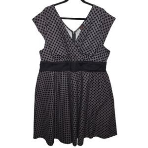 Folter Swing Dress 50s Circle 2X Pinup Retro Polka Dot Bombshell Cotton Gray